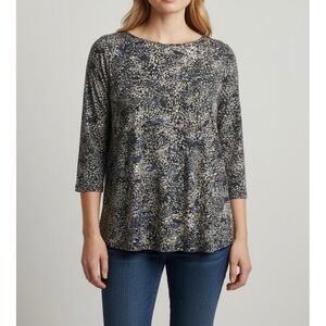 Pure Jill J. Jill XL gray Speckled Abstract 3/4 Sleeve Cotton Modal Tunic Top